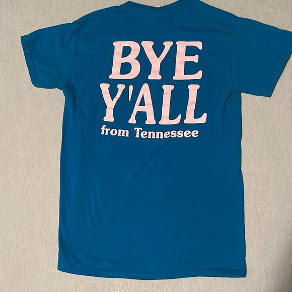Hey Y’all - Bye Y’all from Tennessee t-shirt, blue with white letters size S NEW - Picture 2 of 8